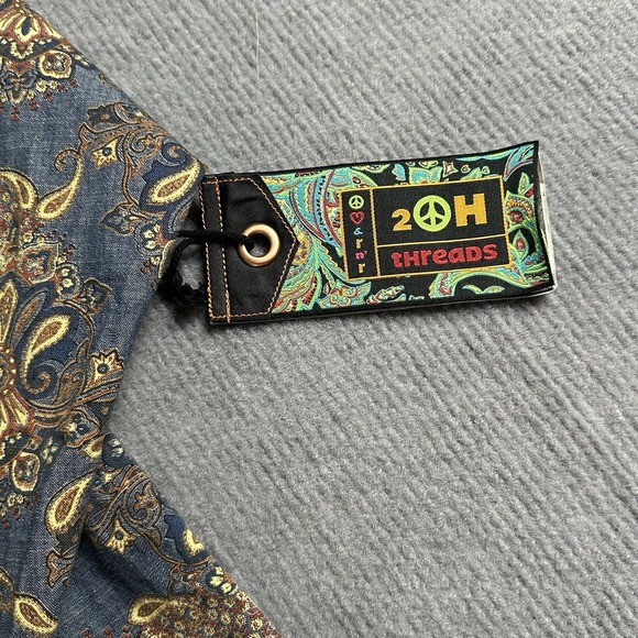 2OH Threads Mens Western Cut‎ Paisley Fringe Old Hippies Shirt Size Large NWT - Picture 3 of 8
